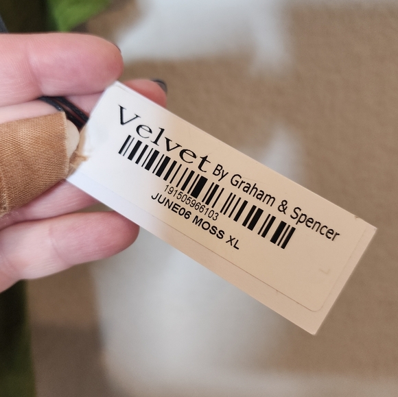 NWT Velvet By Graham & Spencer Green Vintage Slub Cotton Tee women's size XL - Picture 4 of 16